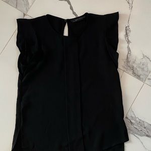 Women's Black Blouse with Ruffles